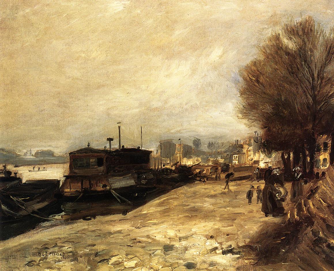 Laundry boat by the banks of the Seine near Paris 1873